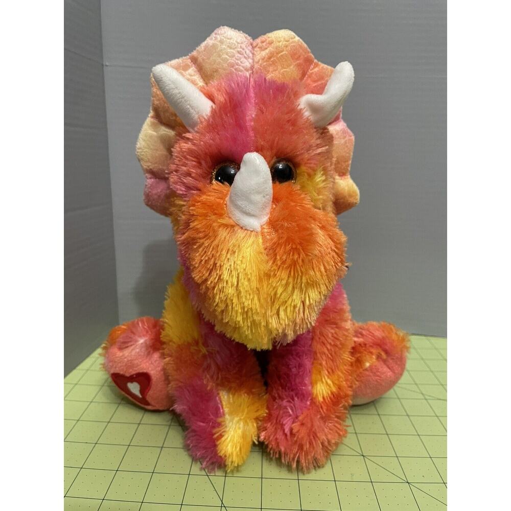 Kellytoy Bee Happy Valentines Day Rhino Plush Rhinoceros Pink Yellow Orange 12"